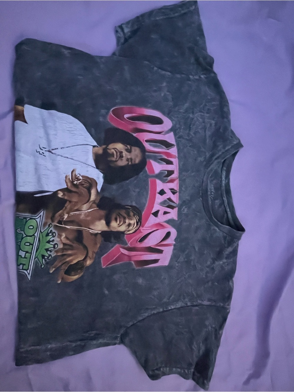 Unbranded Women’s Black Tie-Dye Graphic Short Sleeve Tee with Pink Logo